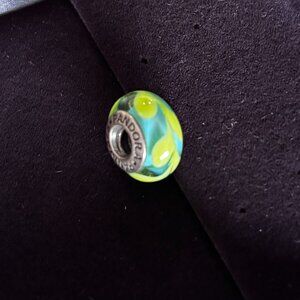 Authentic Pandora Aqua & Green Swirl Murano Glass Bead